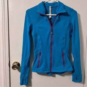 Lululemon Zip Up Jacket W/ Thumb Holes Blue with Purple Zippers